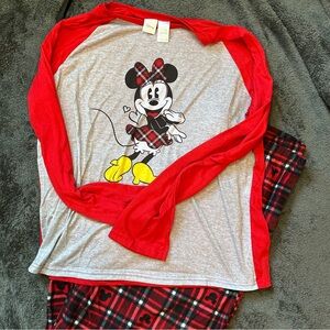 Disney Women’s Pajamas - Red and Gray Size XXL